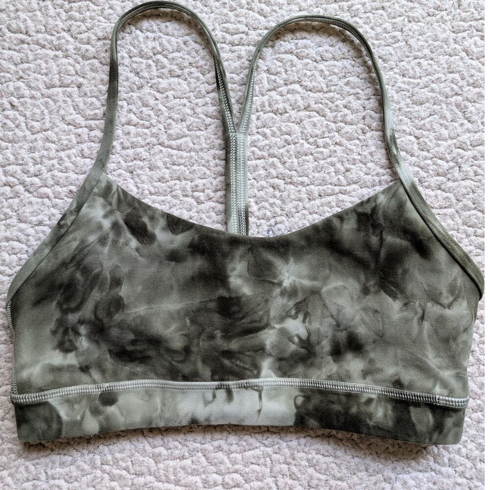 Lululemon Flow Y Nulu Green Tie Dye Yoga Sports Bra Size 6